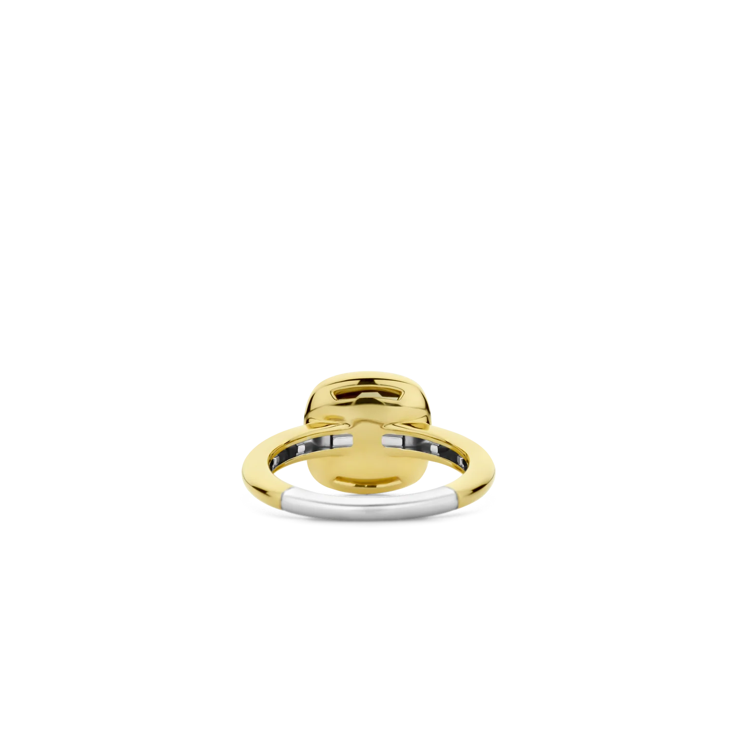 Anillo de plata bañada en oro amarillo con perla de cristal