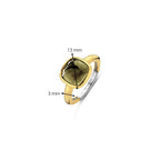 Anillo de plata bañada en oro amarillo con perla de cristal