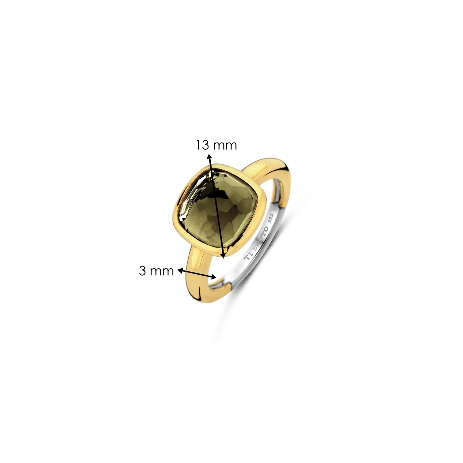 Anillo de plata bañada en oro amarillo con perla de cristal