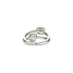 Anillo doble de plata bañada en oro con piedra azul