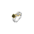 Anillo de plata bañada en oro amarillo con zirconia y perla de cristal