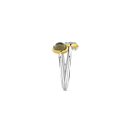 Anillo de plata bañada en oro amarillo con zirconia y perla de cristal