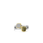 Anillo de plata bañada en oro amarillo con zirconia y perla de cristal