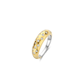 Anillo de plata bañada en oro amarillo con zirconia blanca