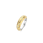 Anillo de plata bañada en oro amarillo con zirconia blanca