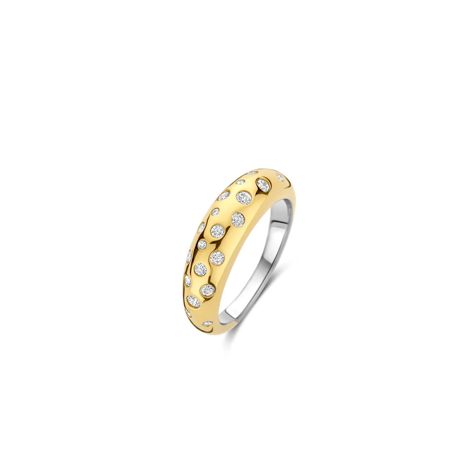 Anillo de plata bañada en oro amarillo con zirconia blanca