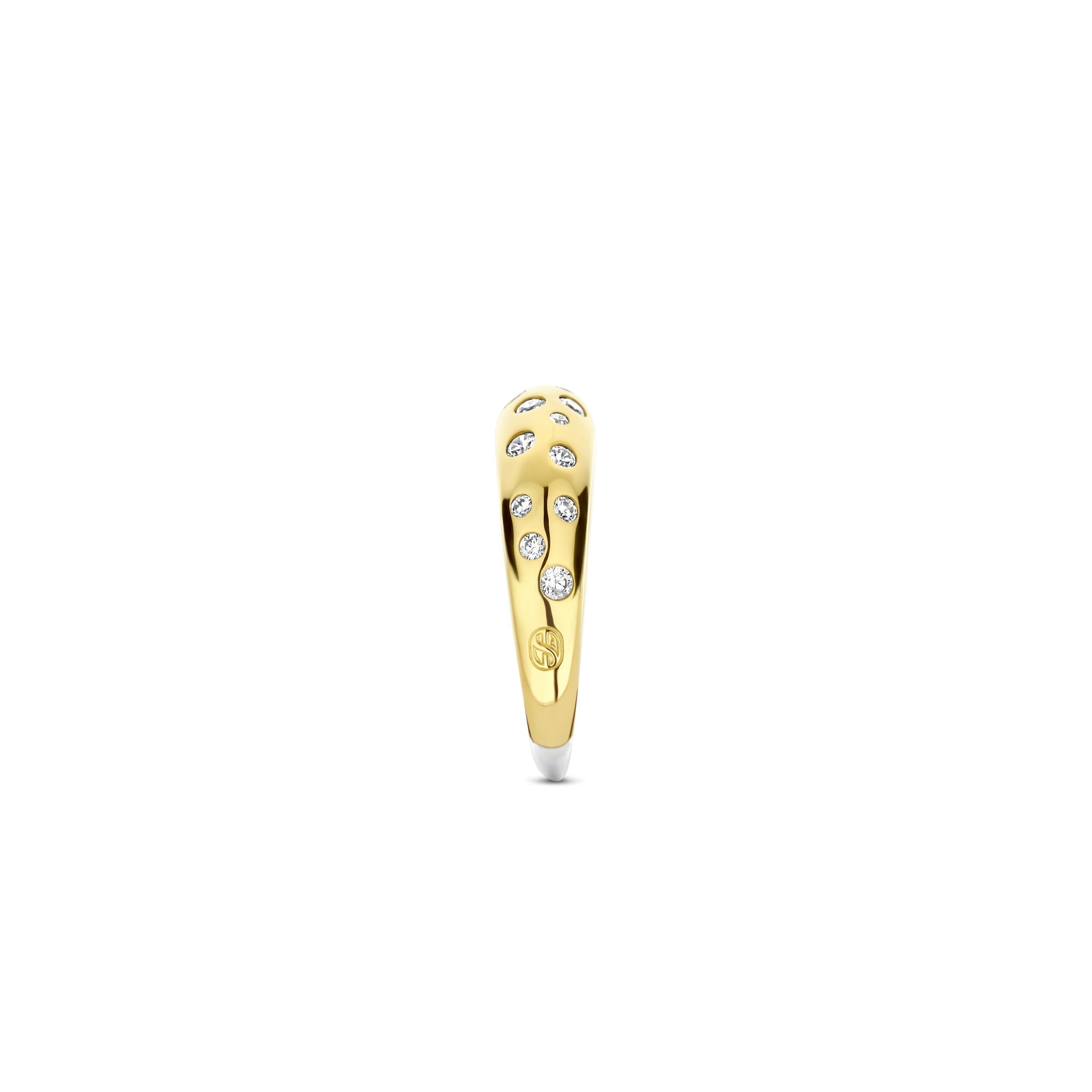 Anillo de plata bañada en oro amarillo con zirconia blanca