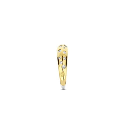 Anillo de plata bañada en oro amarillo con zirconia blanca