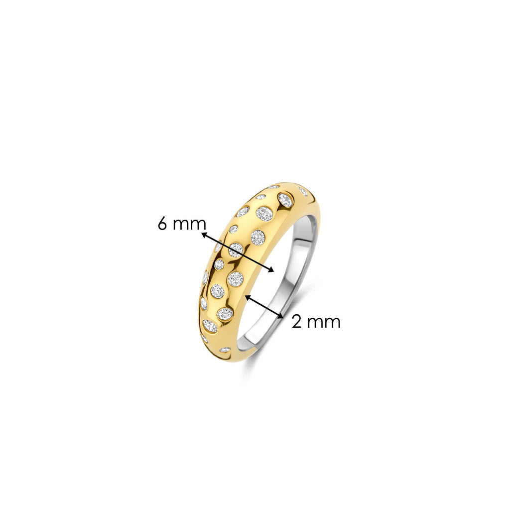Anillo de plata bañada en oro amarillo con zirconia blanca