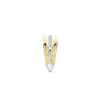 Anillo de tres bandas de plata bañada en oro amarillo con zirconia