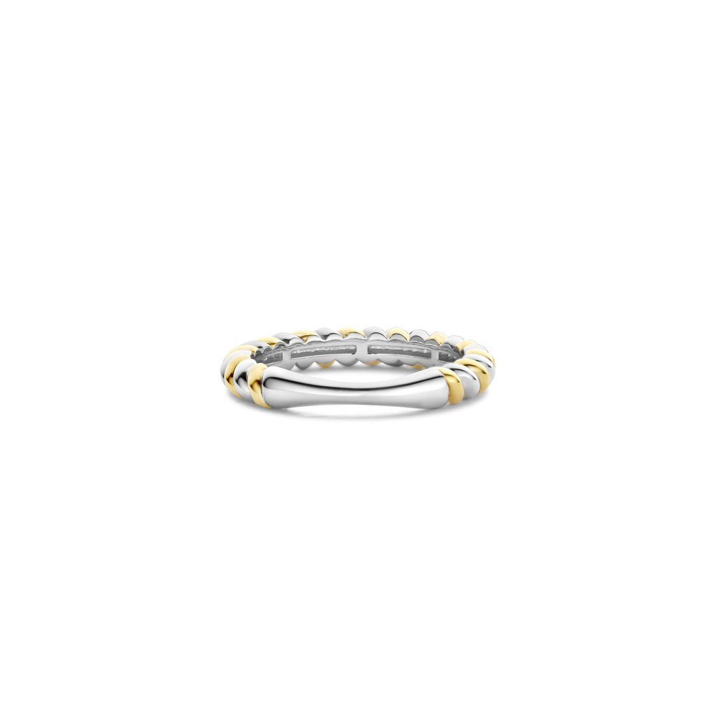Anillo bicolor de plata bañada en oro amarillo