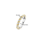 Anillo bicolor de plata bañada en oro amarillo