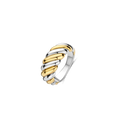 Anillo bicolor de plata bañada en oro amarillo