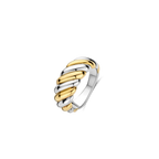 Anillo bicolor de plata bañada en oro amarillo