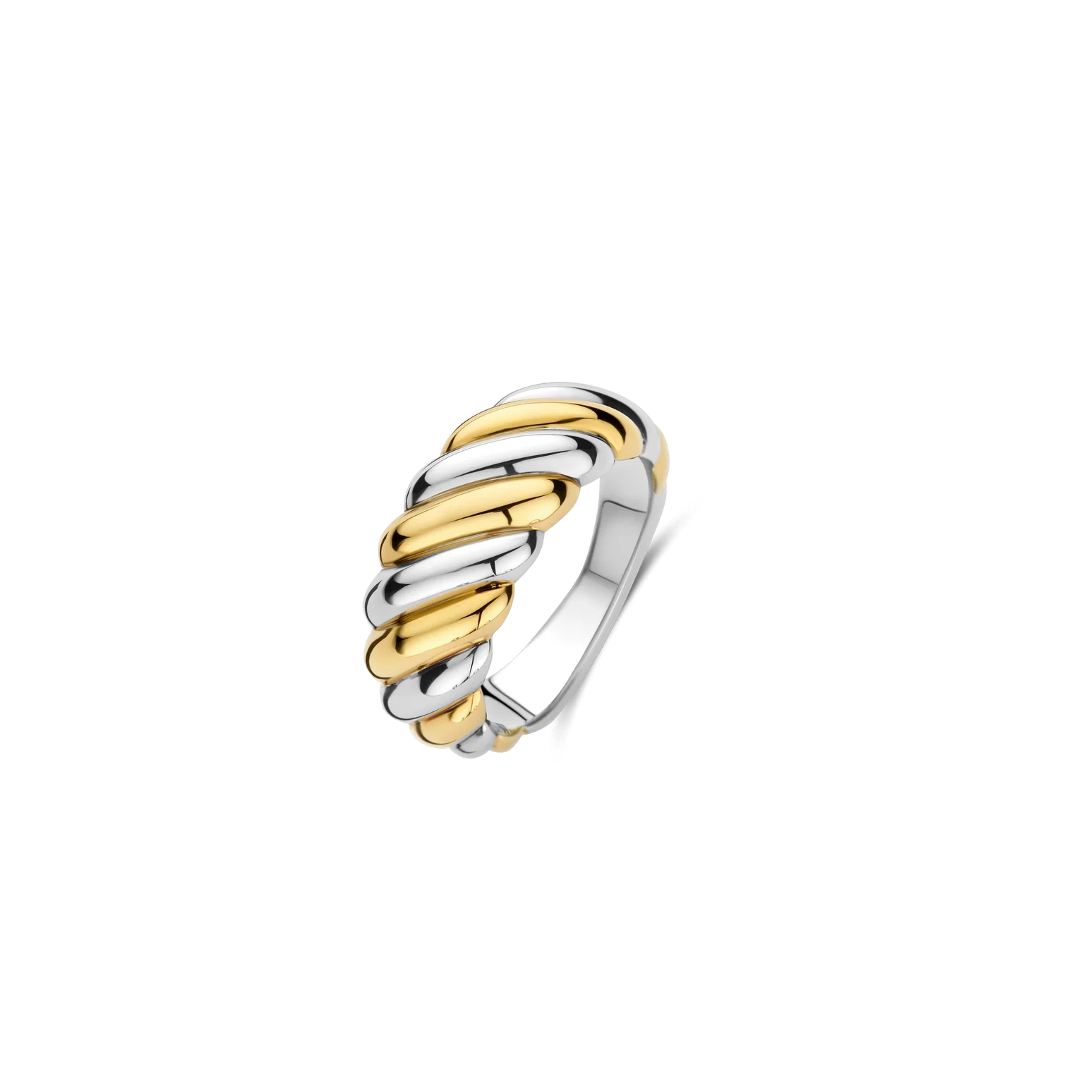 Anillo bicolor de plata bañada en oro amarillo