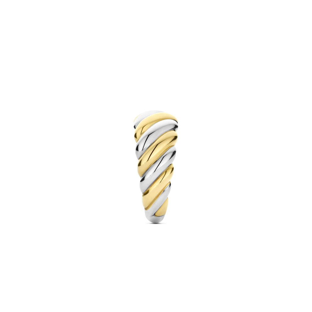 Anillo bicolor de plata bañada en oro amarillo