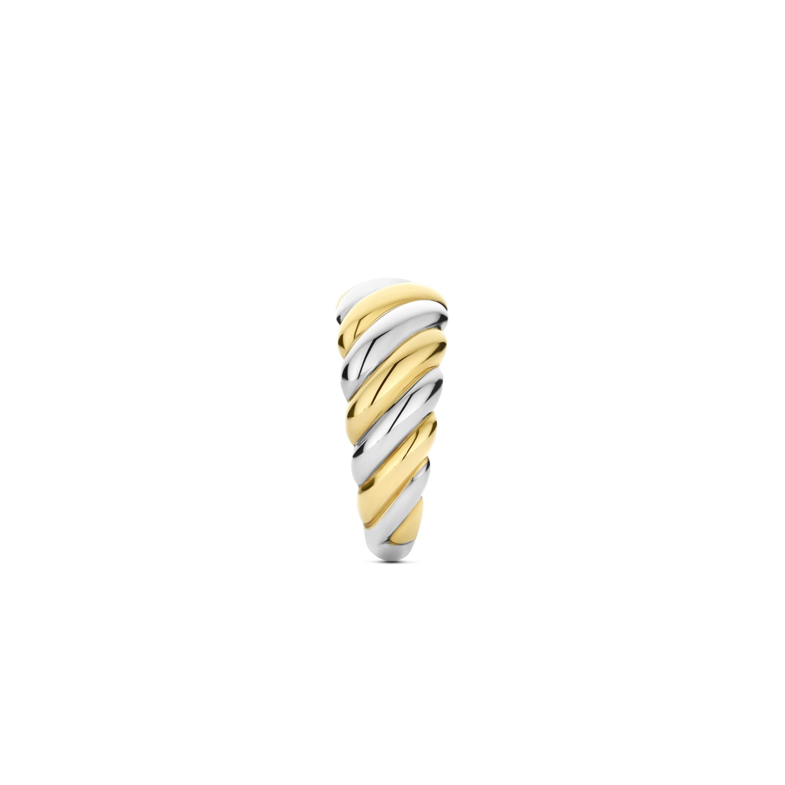 Anillo bicolor de plata bañada en oro amarillo