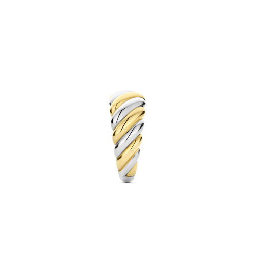 Anillo bicolor de plata bañada en oro amarillo