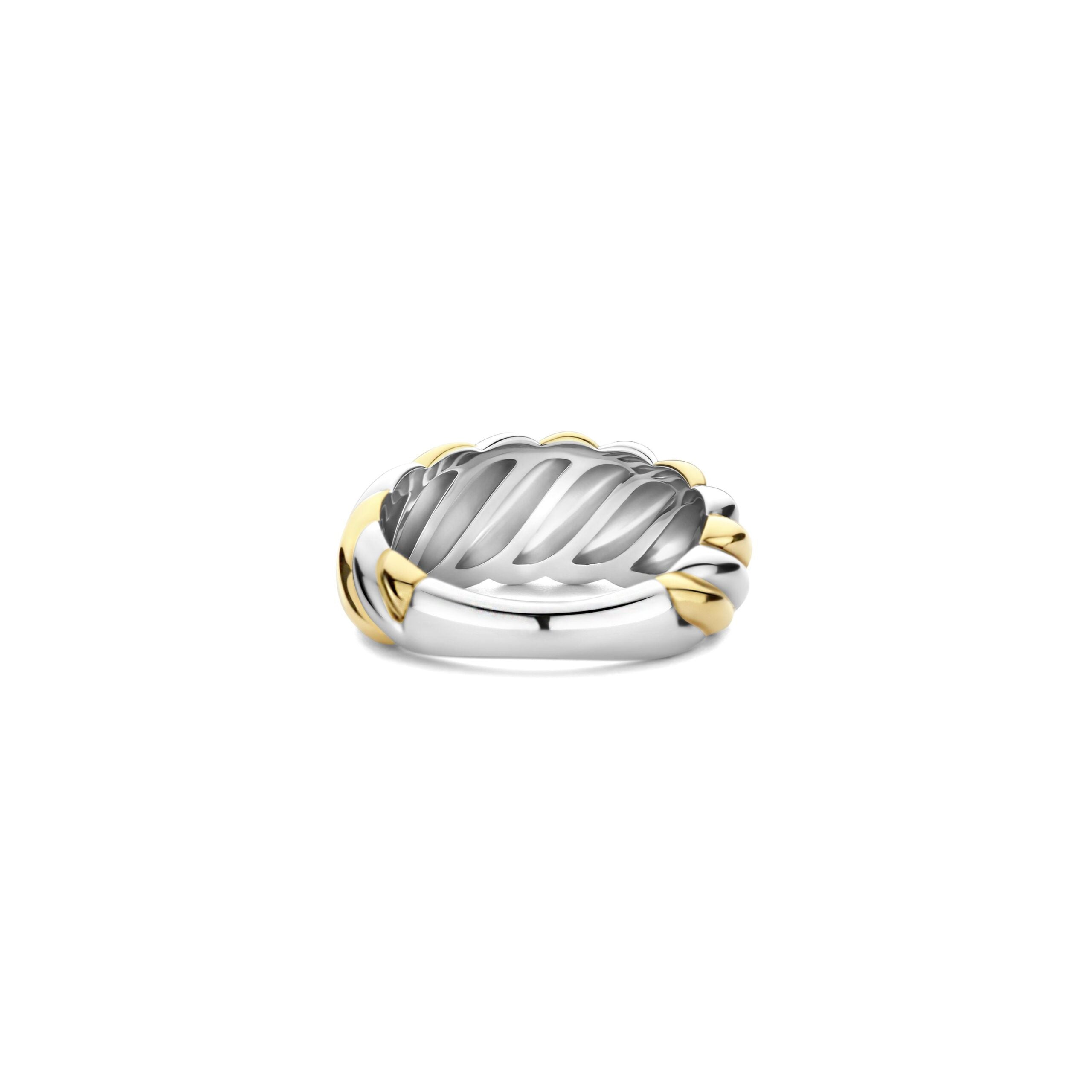 Anillo bicolor de plata bañada en oro amarillo