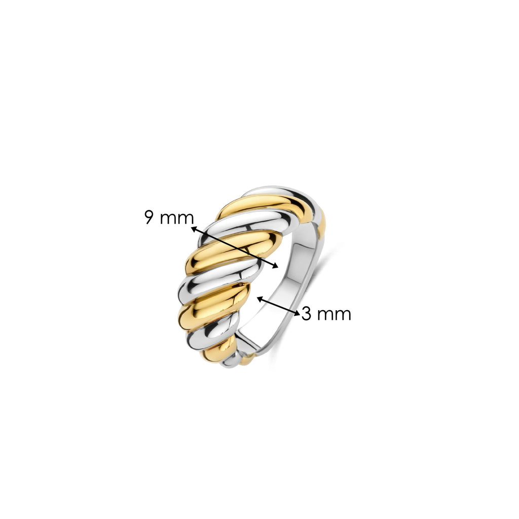 Anillo bicolor de plata bañada en oro amarillo