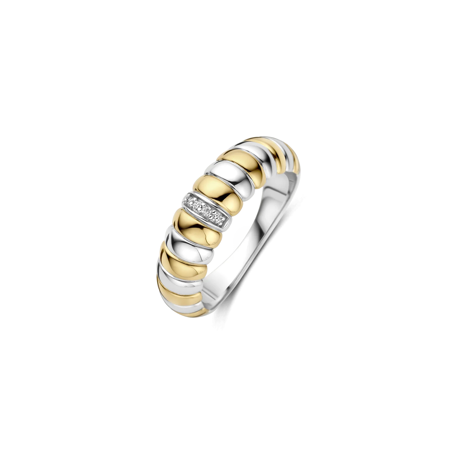 Anillo bicolor vintage con zirconia