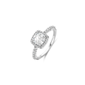 Anillo cuadrado clásico de plata con zirconia blanca