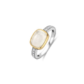 Anillo de plata con acabado platinado y nácar