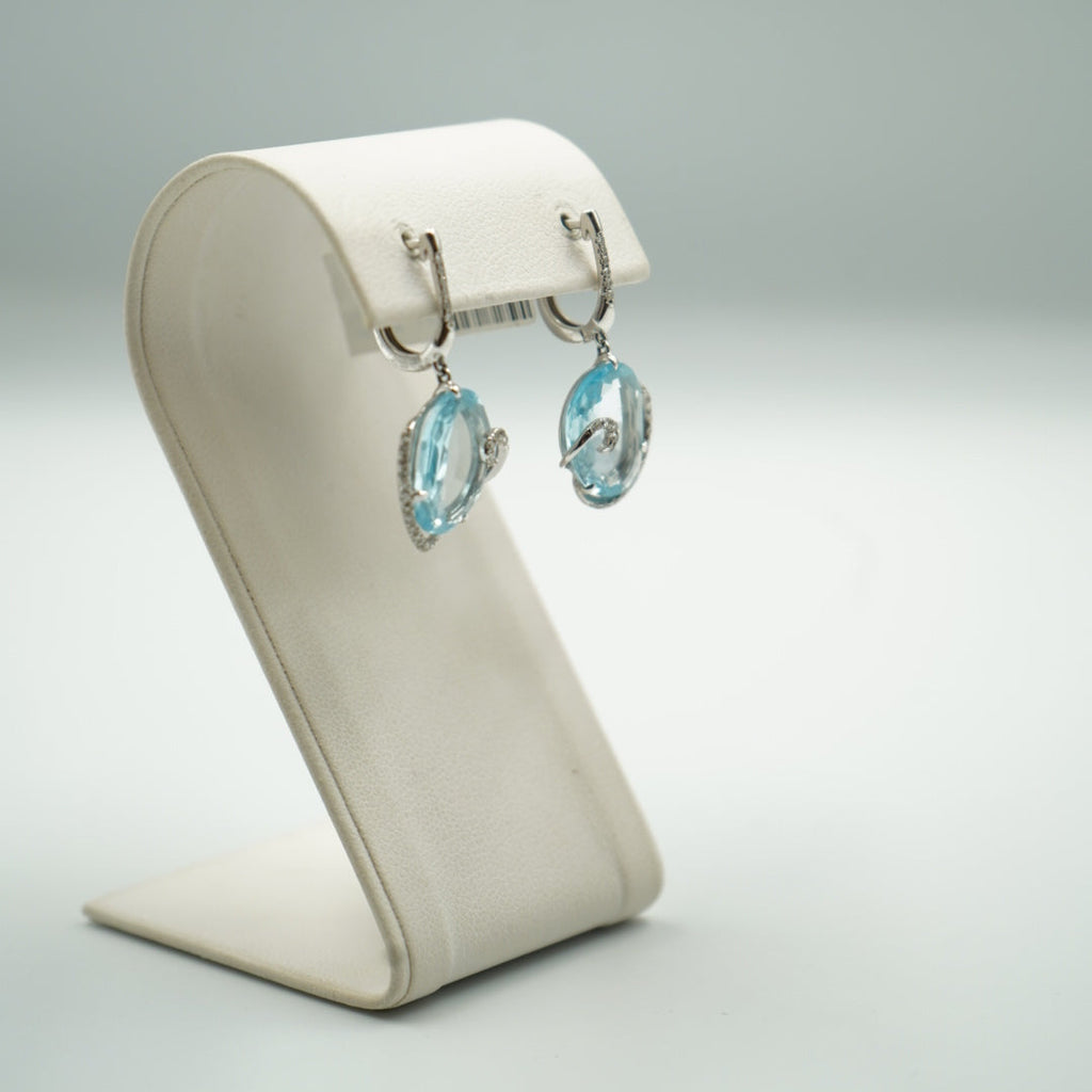 Aretes de 14K oro blanco agua marina