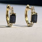 Aretes de aro de 14K oro amarillo safiro