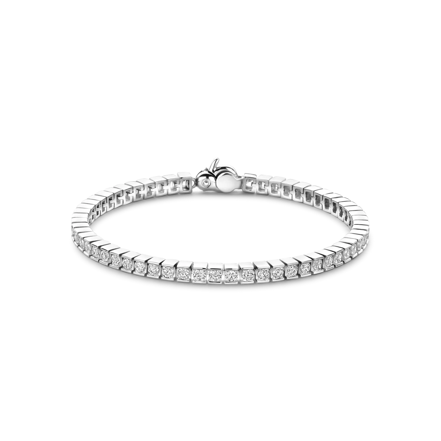 Pulsera de plata bañada en platino con zirconia blanca