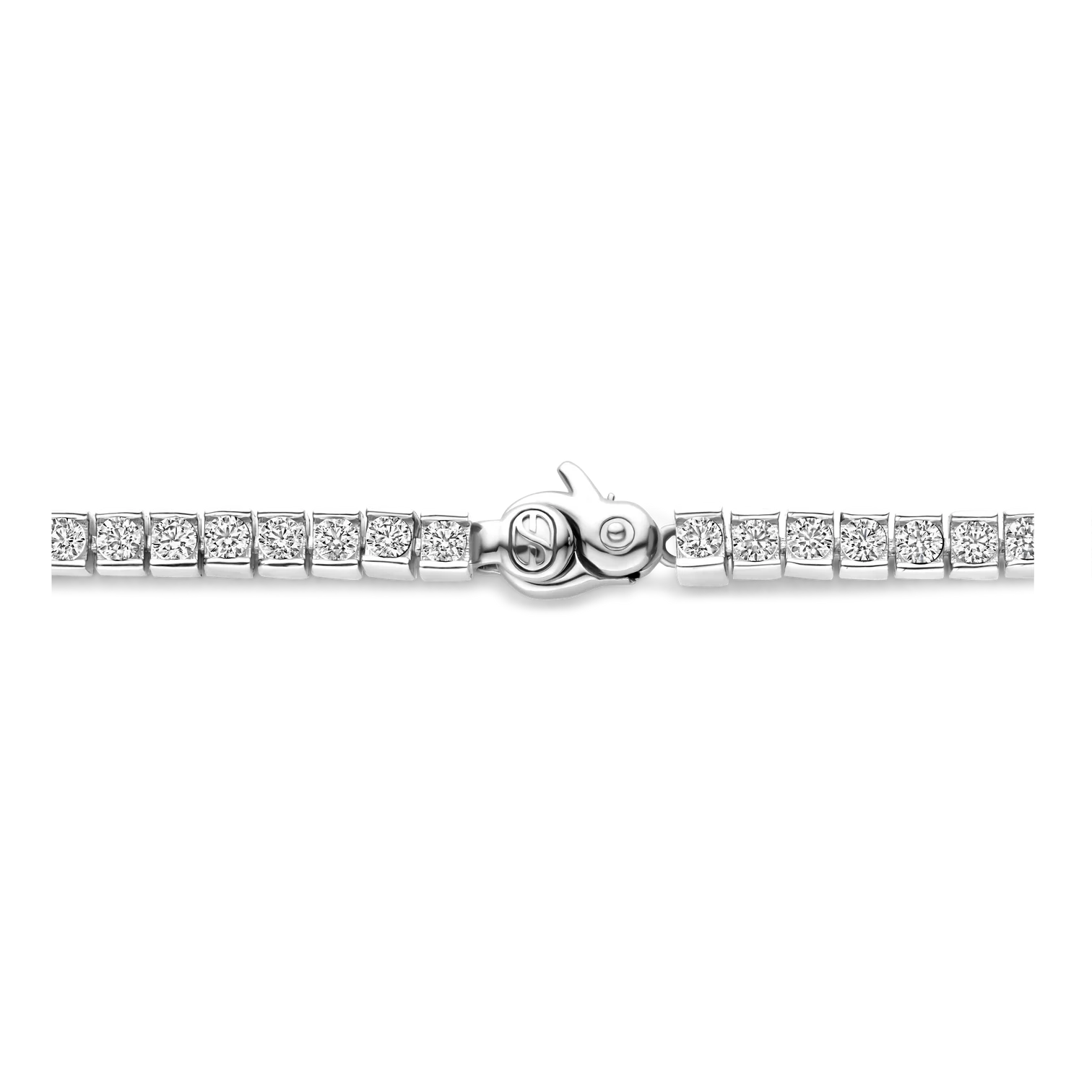 Pulsera de plata bañada en platino con zirconia blanca