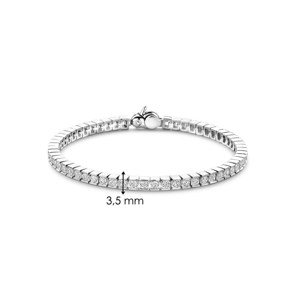 Pulsera de plata bañada en platino con zirconia blanca