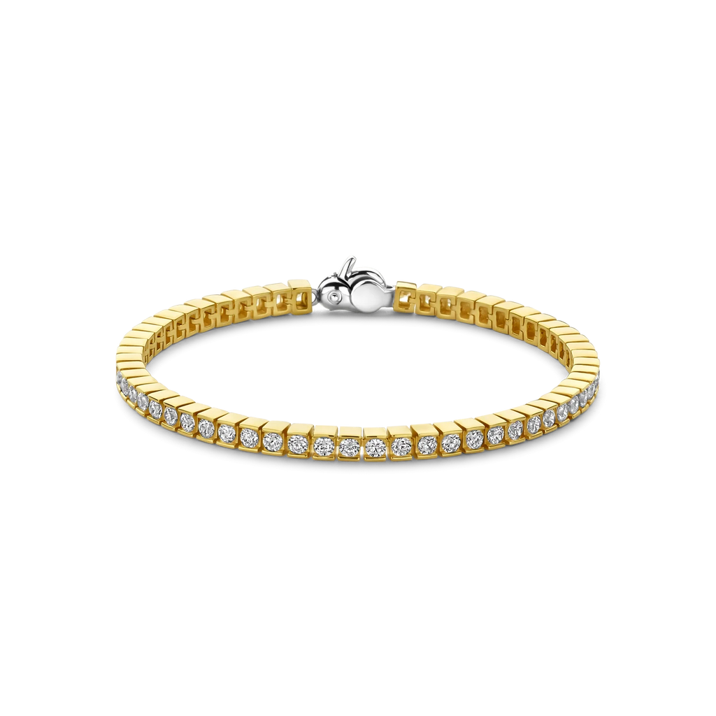 Pulsera de plata bañada en oro amarillo con zirconia blanca
