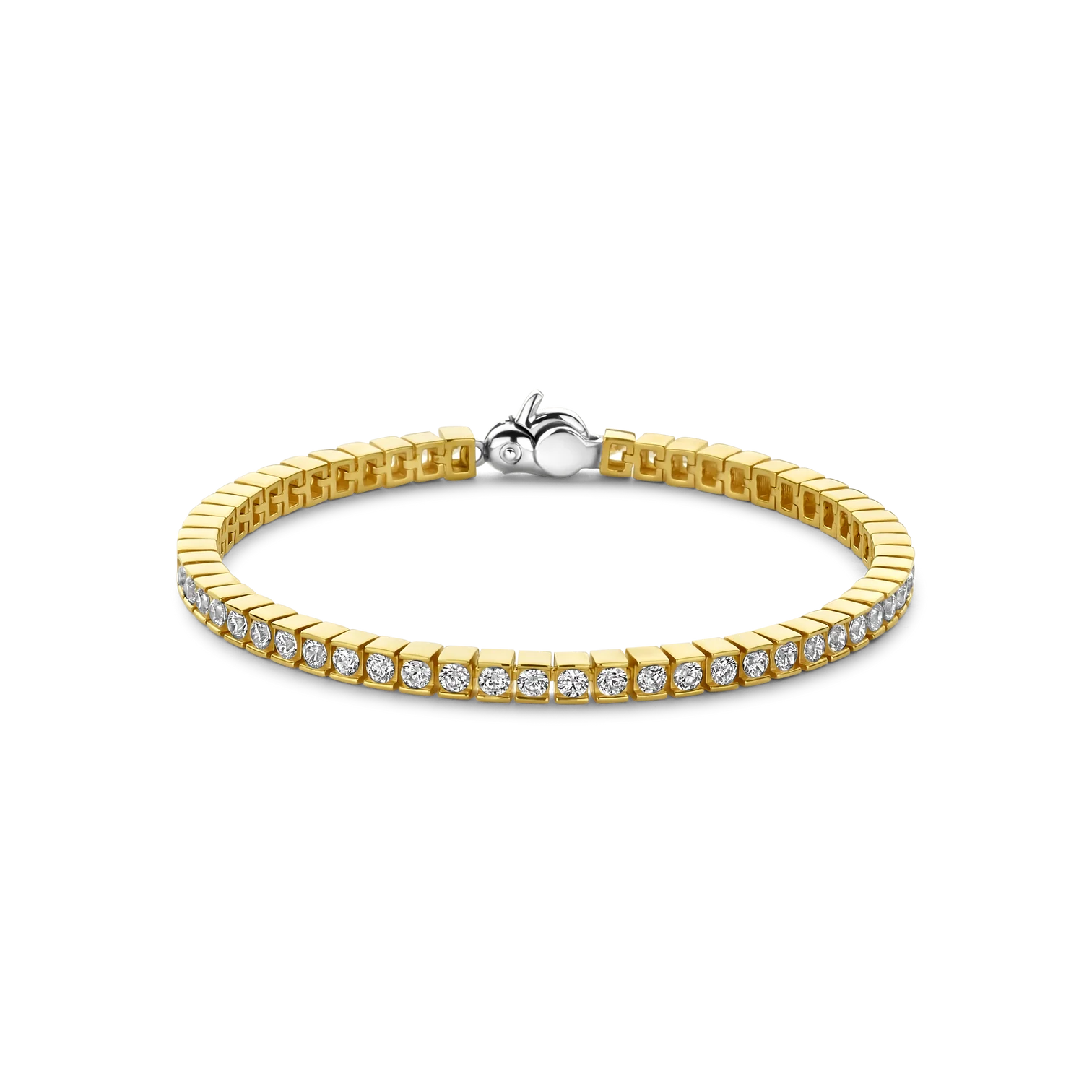 Pulsera de plata bañada en oro amarillo con zirconia blanca