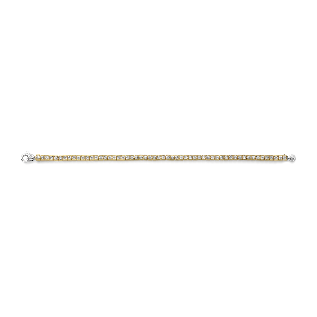 Pulsera de plata bañada en oro amarillo con zirconia blanca
