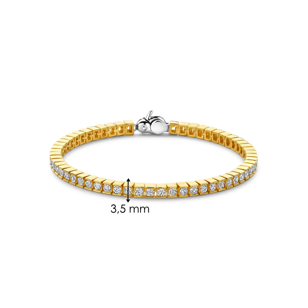 Pulsera de plata bañada en oro amarillo con zirconia blanca