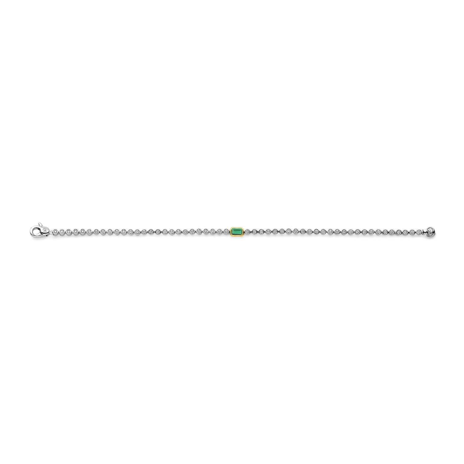 Pulsera de plata bañada en oro con zirconia esmeralda