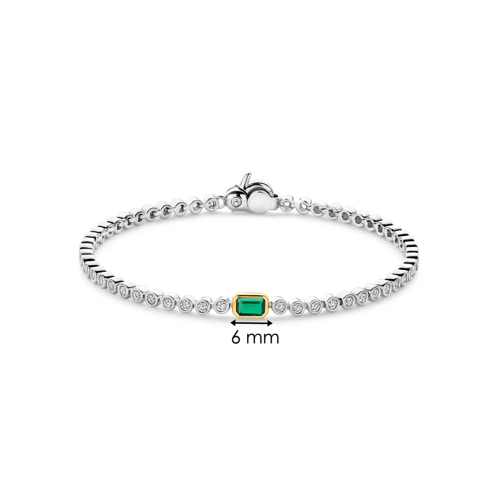 Pulsera de plata bañada en oro con zirconia esmeralda