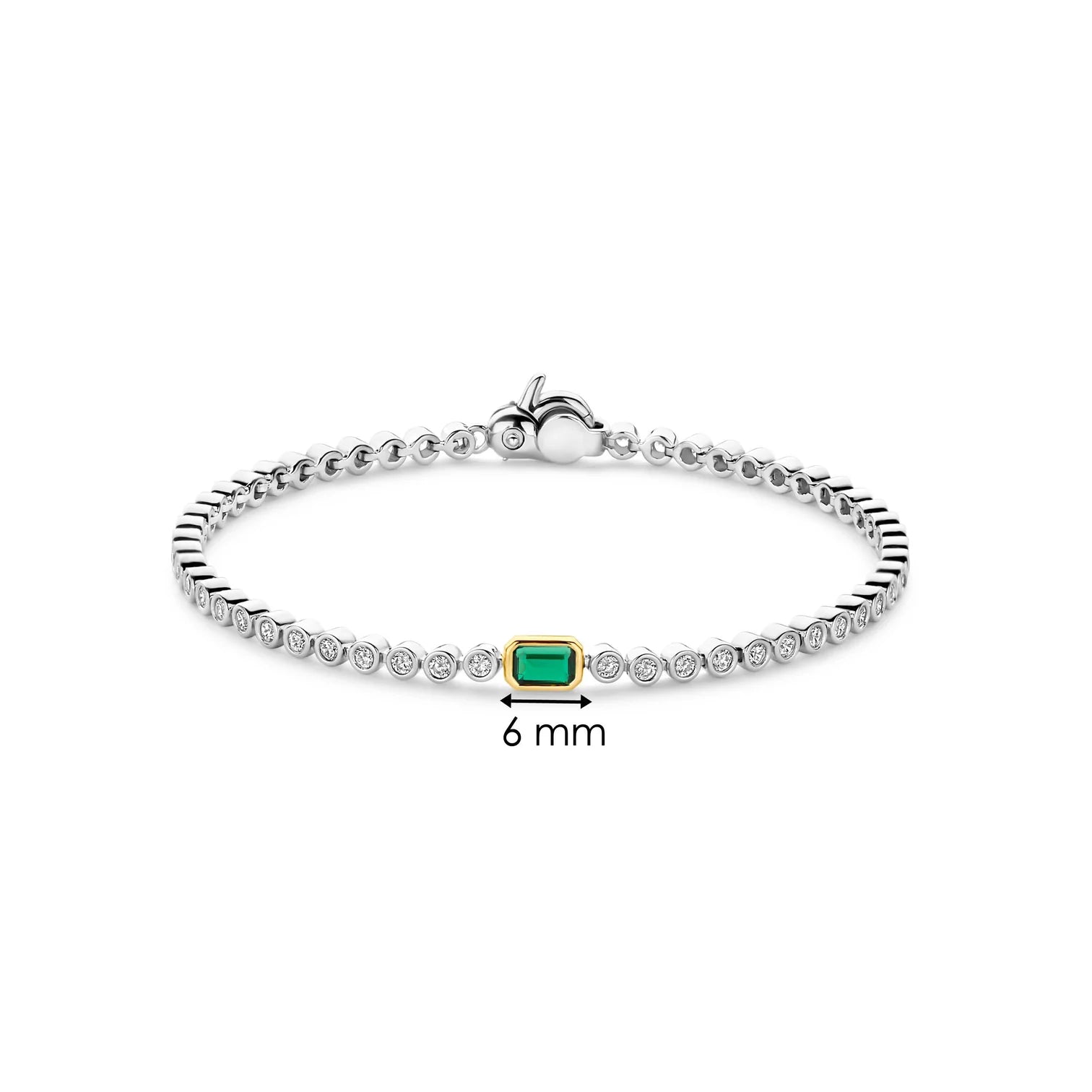 Pulsera de plata bañada en oro con zirconia esmeralda