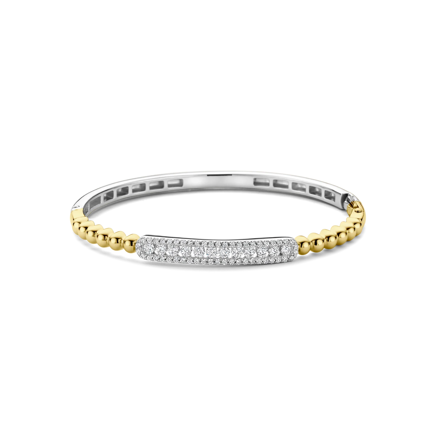 Pulsera de plata bañada en oro amarillo con zirconia blanca