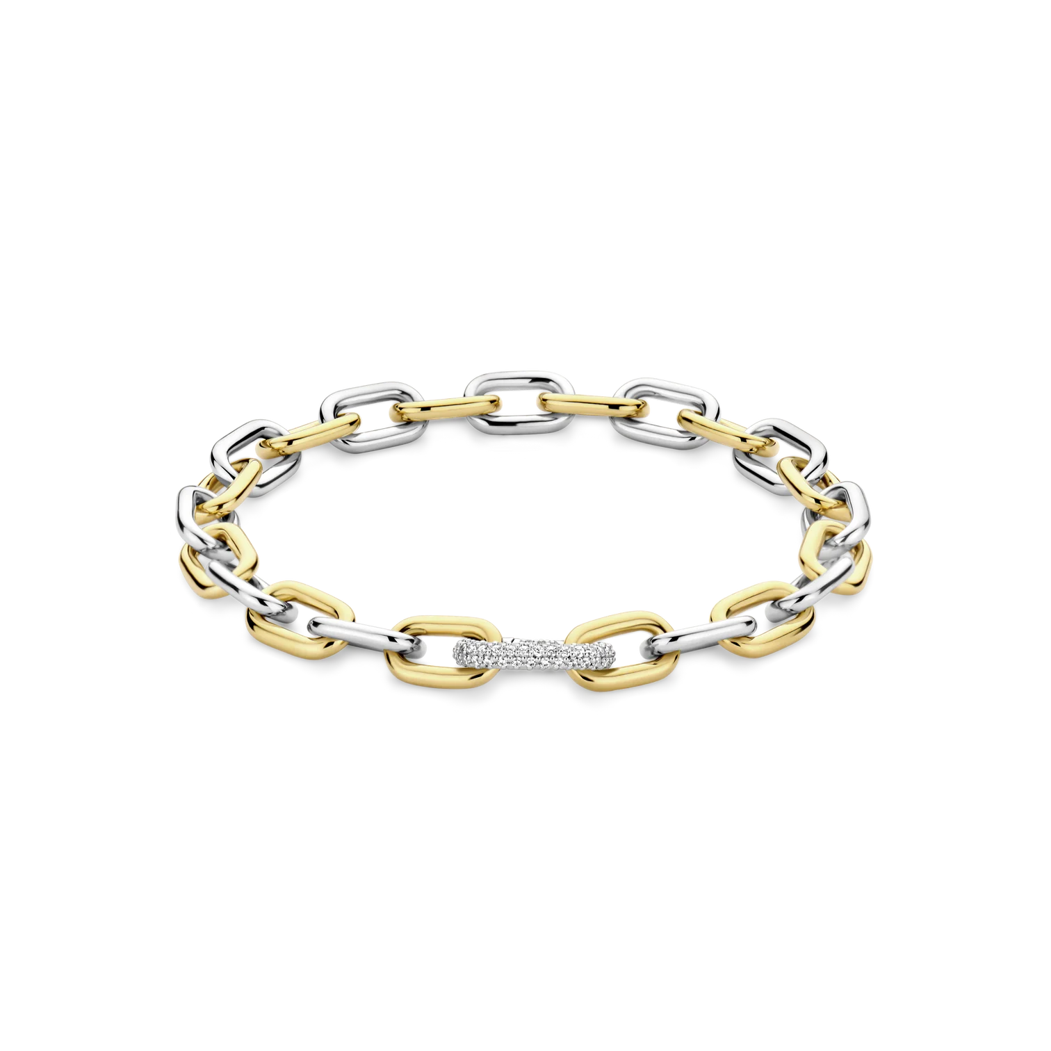 Pulsera de plata bañada en oro amarillo con zirconia blanca