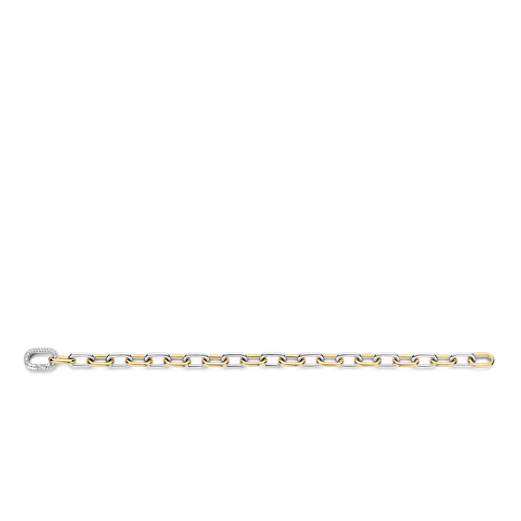 Pulsera de plata bañada en oro amarillo con zirconia blanca