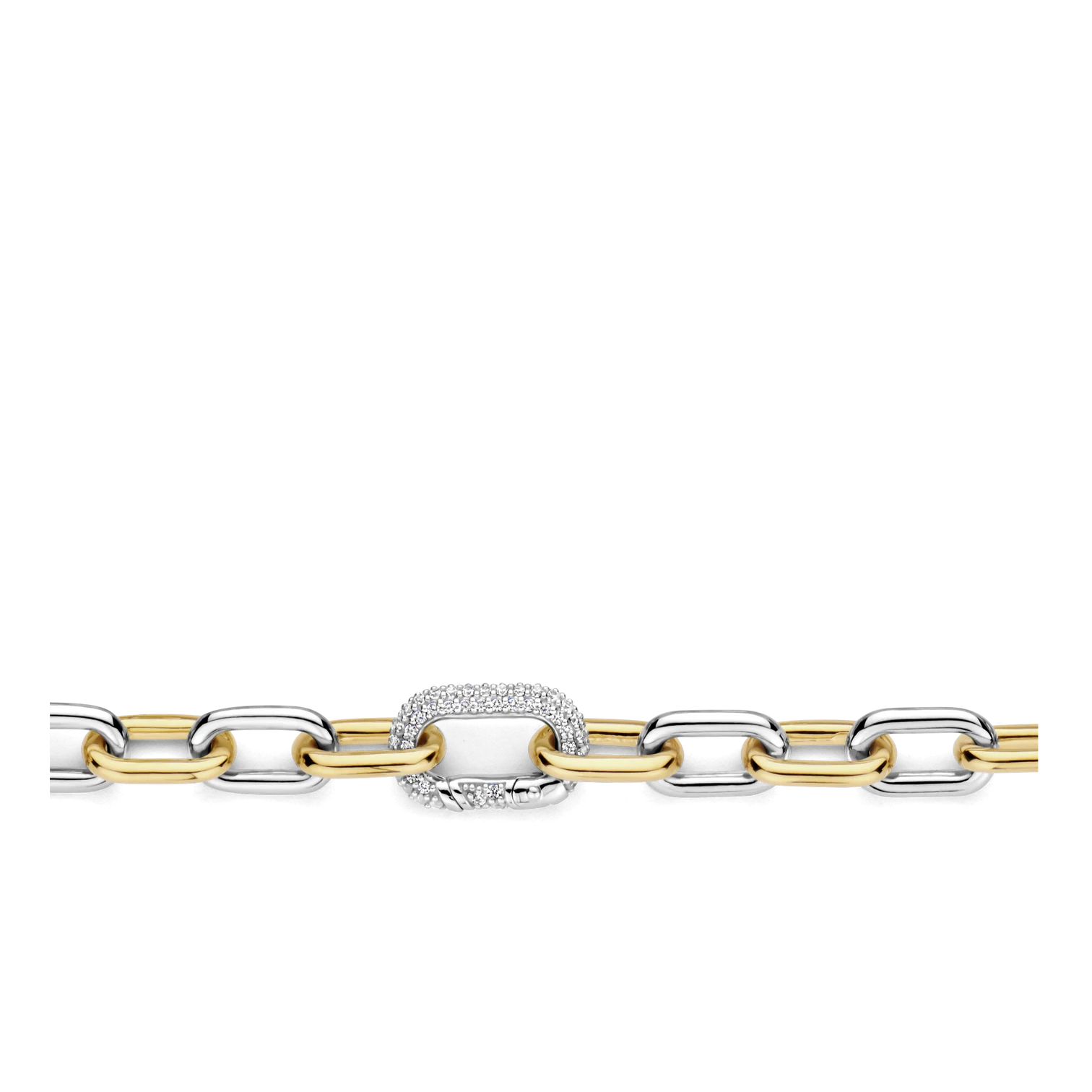 Pulsera de plata bañada en oro amarillo con zirconia blanca