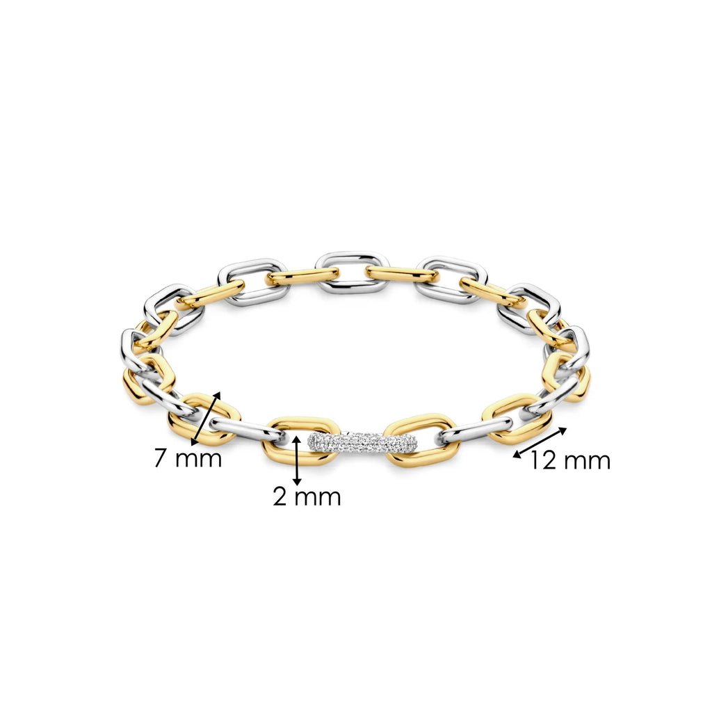 Pulsera de plata bañada en oro amarillo con zirconia blanca
