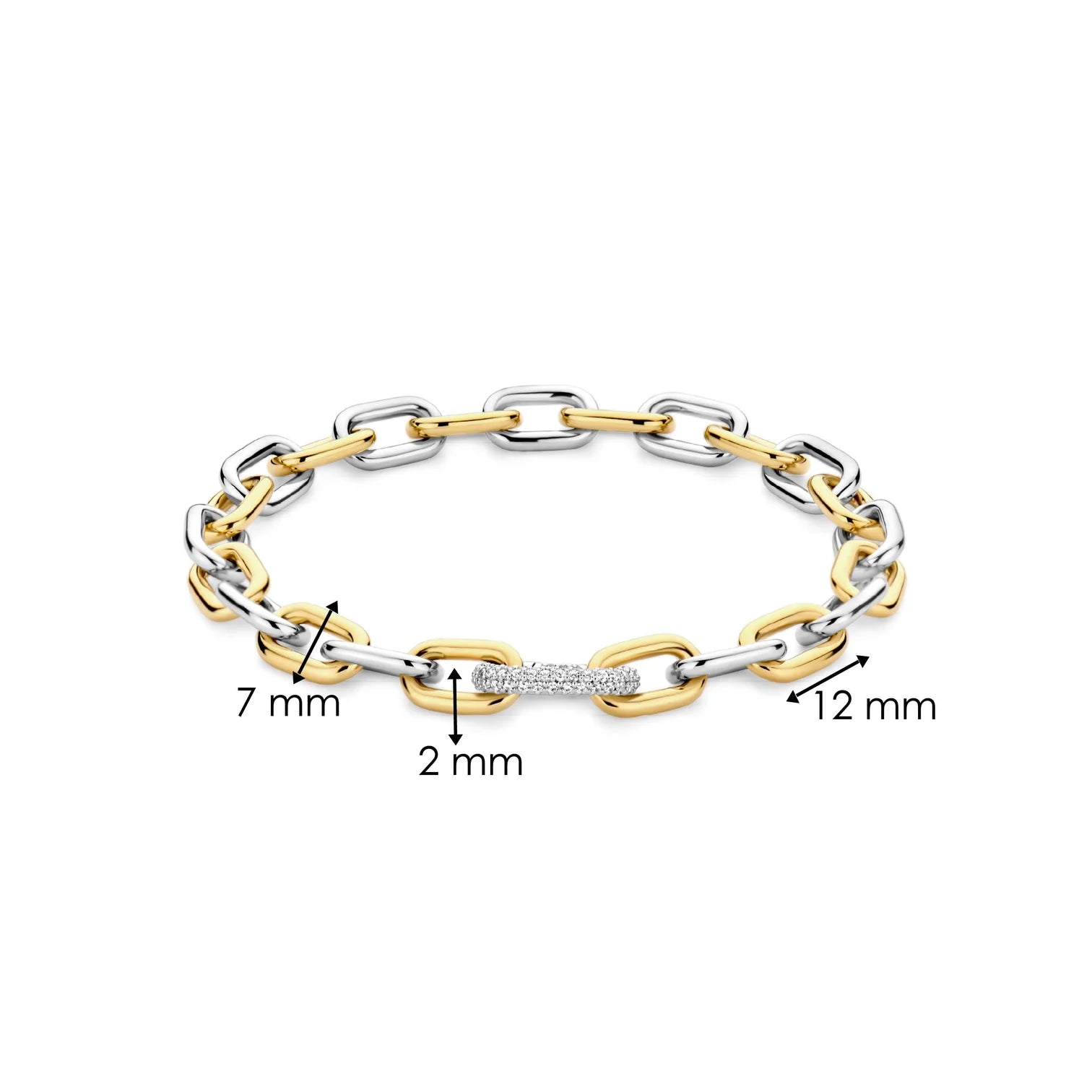Pulsera de plata bañada en oro amarillo con zirconia blanca