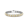 Pulsera bicolor de plata bañada en oro amarillo bicolor con zirconia blanca