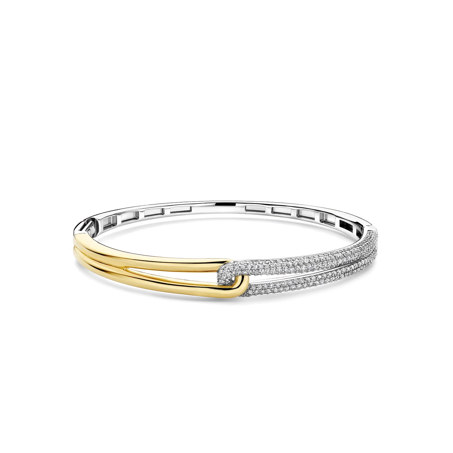 Pulsera de plata bañada en oro amarillo con zirconia blanca