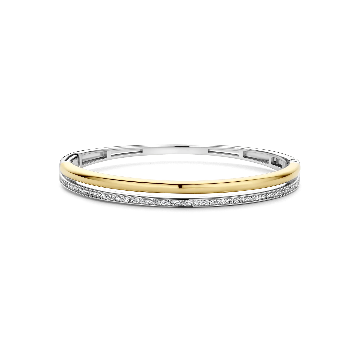 Pulsera de plata bañada en oro amarillo con zirconia blanca