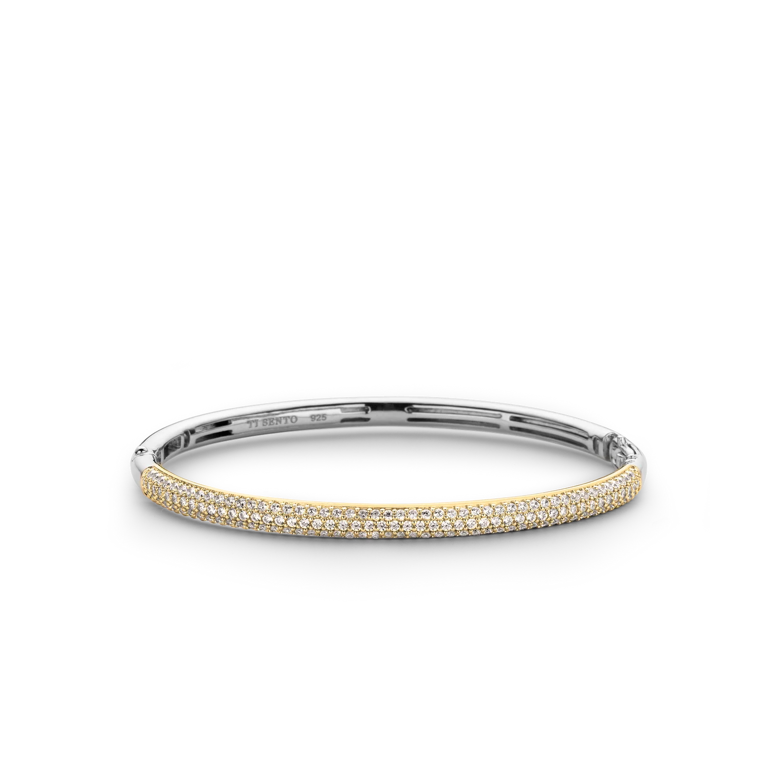 Pulsera de plata bañada en oro amarillo con zirconia blanca
