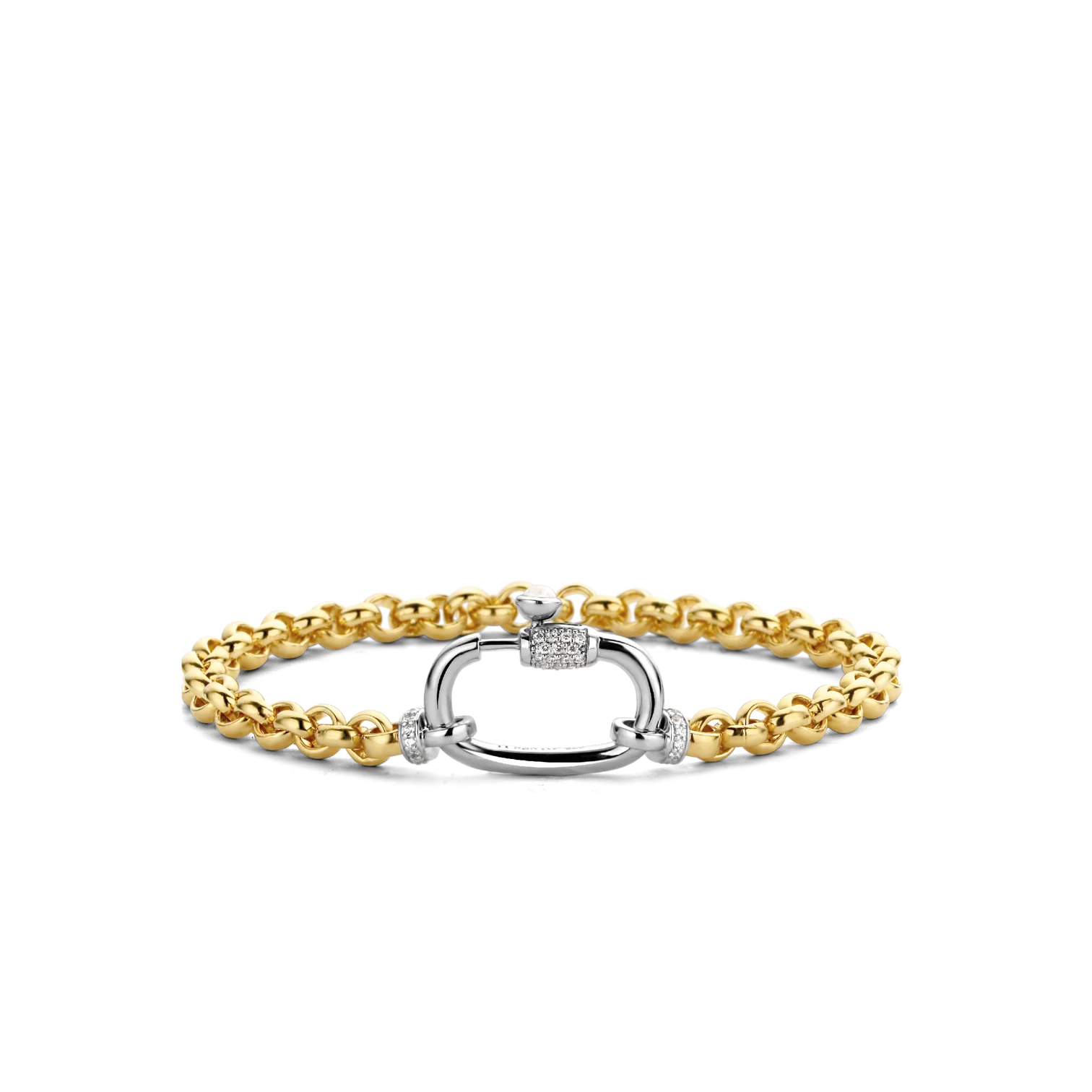 Pulsera de plata bañada en oro amarillo con zirconia blanca